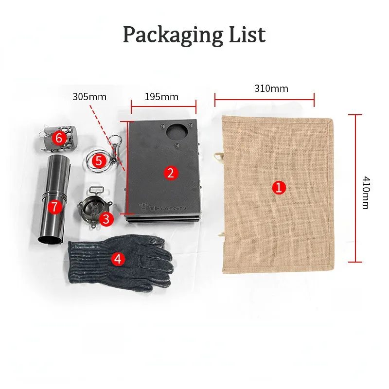 Mini Tent Stove Ultralight Stainless Steel Hot Tent Stove 30*19*15cm Outdoor Firewood Oven Portable Camping Wood Burning Stove