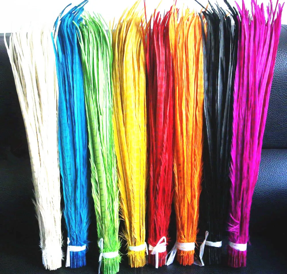 Отбеленное/окрашенное перо фазана, 22-24 дюйма (55-60 см)