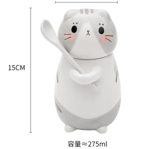 Creative Cute Cartoon Hand-painted Adorable Cartoon Animal, Cat Style Ceramic Hold Cup