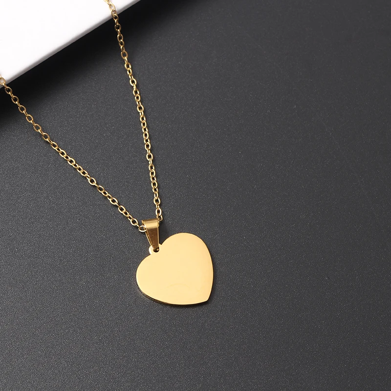 Hot Sale Elegant New 18k gold Gold Plated Stainless Steel Engraved Blank Heart Pendant Necklace