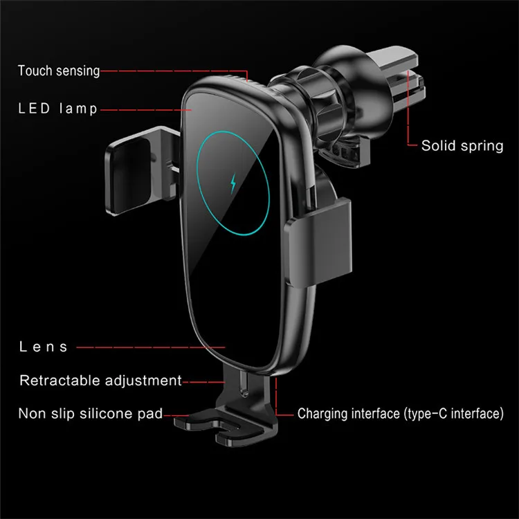 New Design  Airvent Clamp Mount Mobile Cell Smart Phone Holder Fast Quick Charging Car Chargers Wireless Charger Car Stand