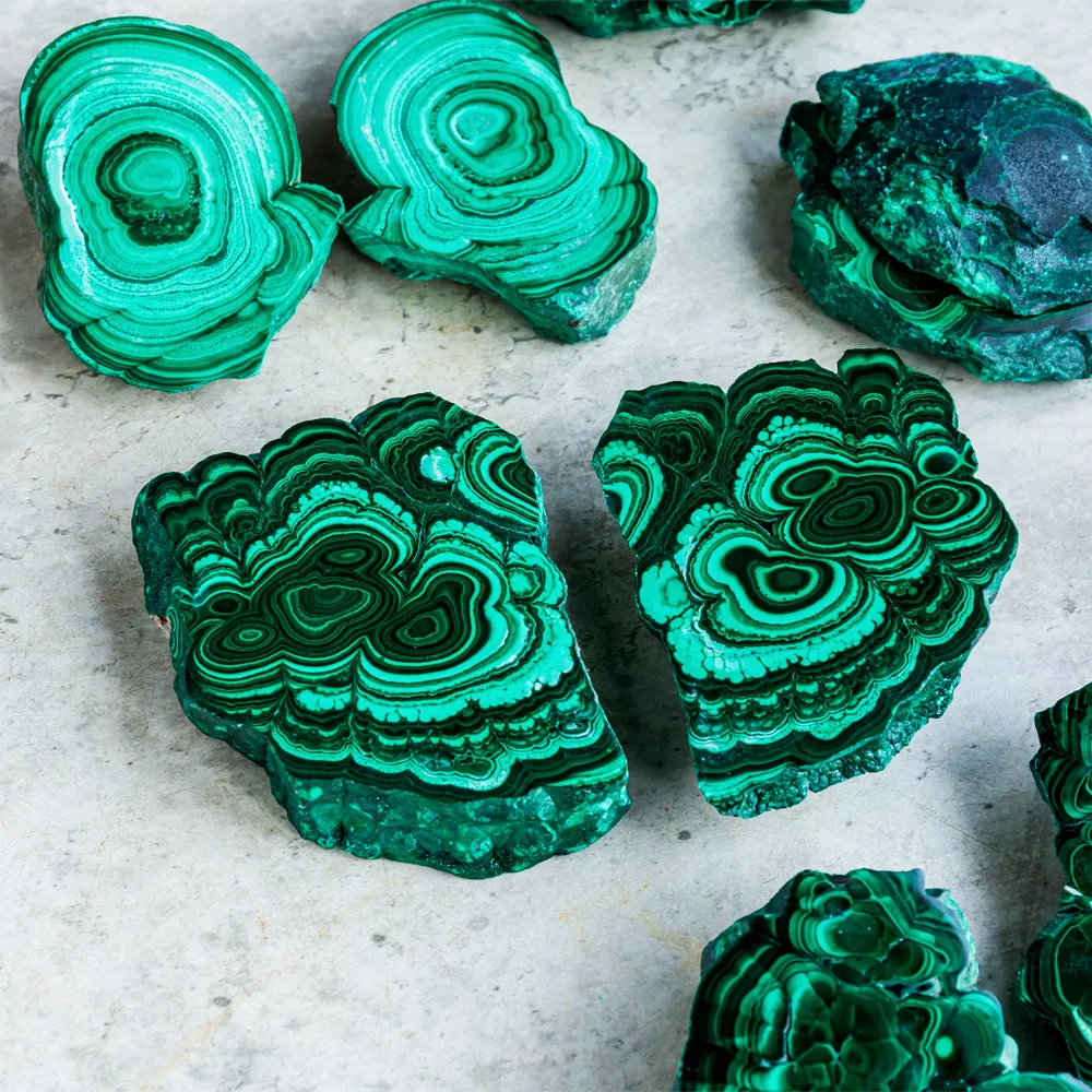 Wholesale  Raw Malachite Freefrom Slab Decorative for Crystal Beads Necklace