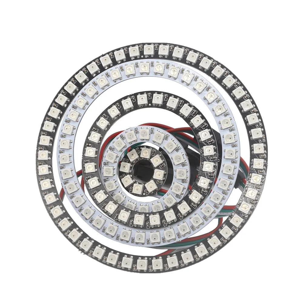 Индивидуально адресуемое пиксельное кольцо WS2812B, 5 в постоянного тока, 8, 16, 24, 35, 45 светодиодов, WS2812, встроенная ИС 5050, RGB, светодиодный кольцевой модуль, светодиодная лента