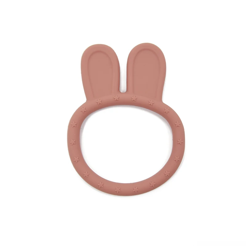 new product silicone teether kit rabbit shape cute silicone baby teether toy