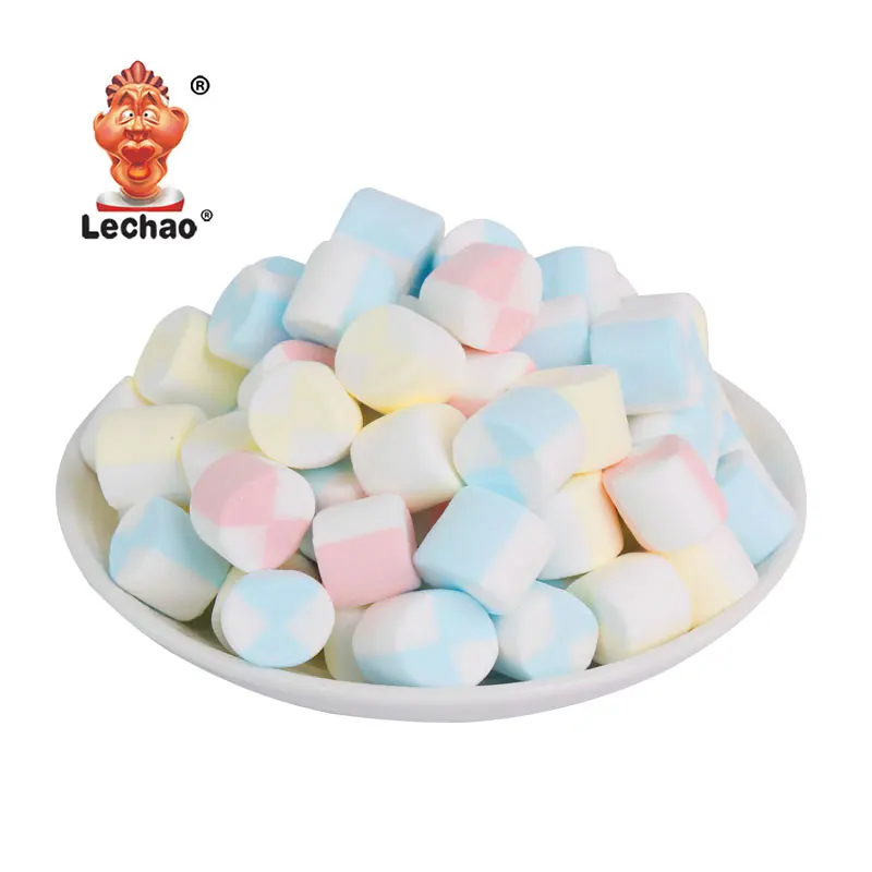 Christmas Marshmallow Candy Manufacturing 20g Colorful Roll Shape Cotton Candy Delicious Sweet Snack Halal Marshmallow Bar