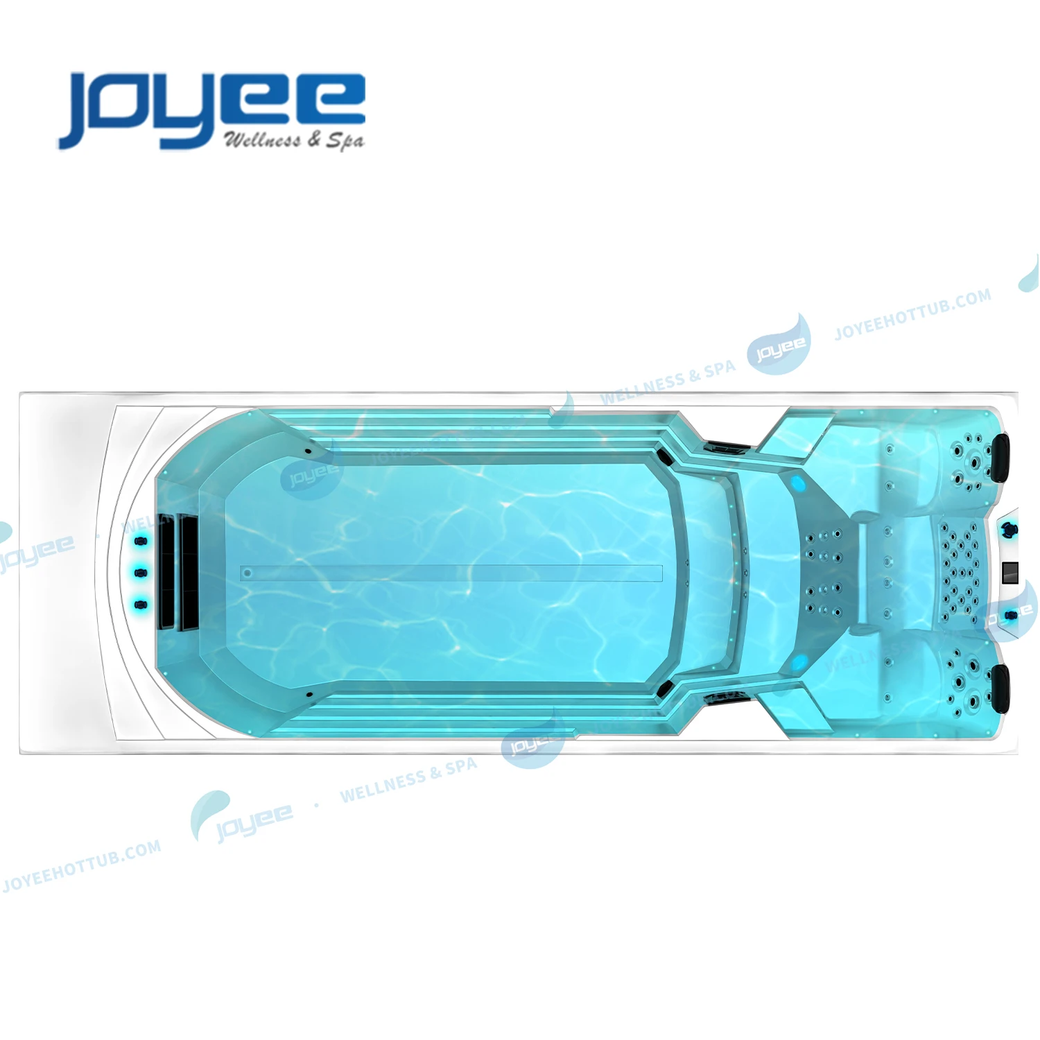 JOYEE Acrylic In-ground 8 9 10 Person Endless Pools Gym Fitness Hydrotherapy Counter Current Swim Spa Pool with Led lighting