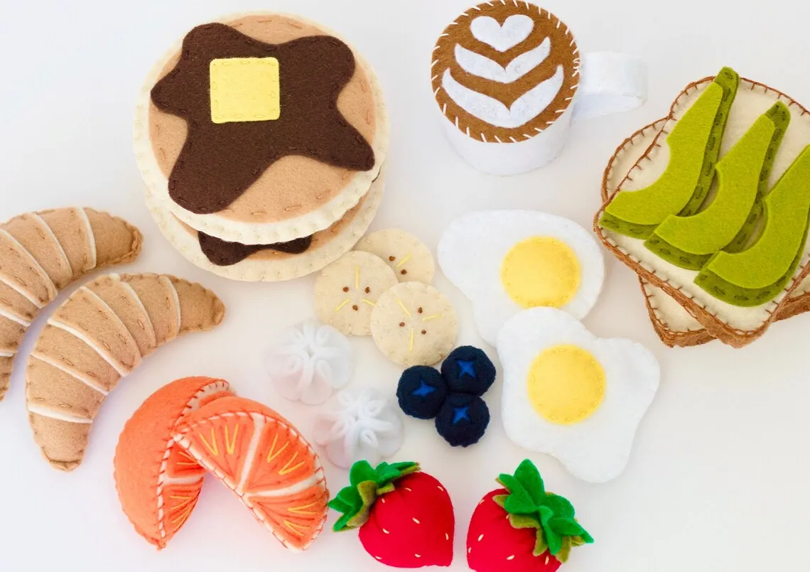 Felt Breakfast Set Montessori Learning Felt Play Food Felt Cookies