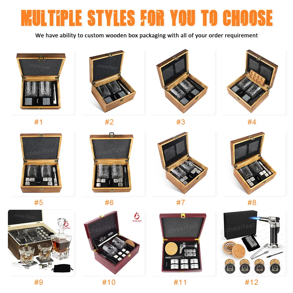 Top Sales Whiskey Stones  Gift Set And  Granite Whiskey Cooling Ice Cube With Wood Gift Box Set And Whiskey Glass Set