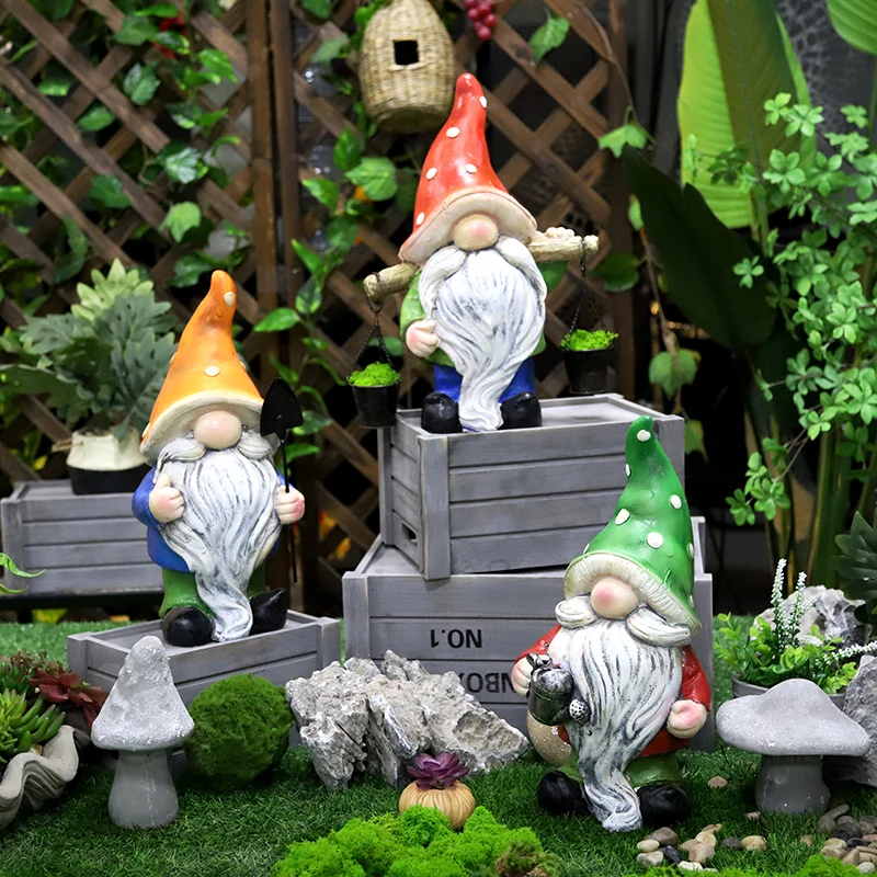 Redeco Wholesale Garden Gnome Oem Resin Crafts Cute American Gnome Magnesium Oxide Crafts For Gifts Home Garden Decor