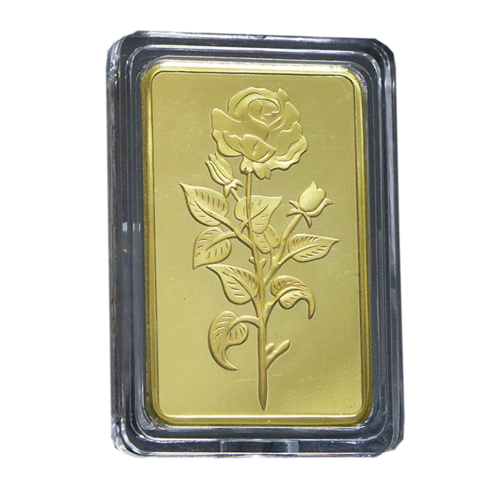 Wholesale Zinc Alloy Iron Square Gold-Plated 1 Oz Rose Gold Bars Commemorative Challenge Coins