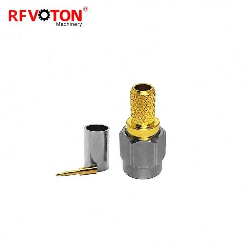 
stainless steel SMA plug male connector for LMR195 LMR200 RG58 RG223 RG400 