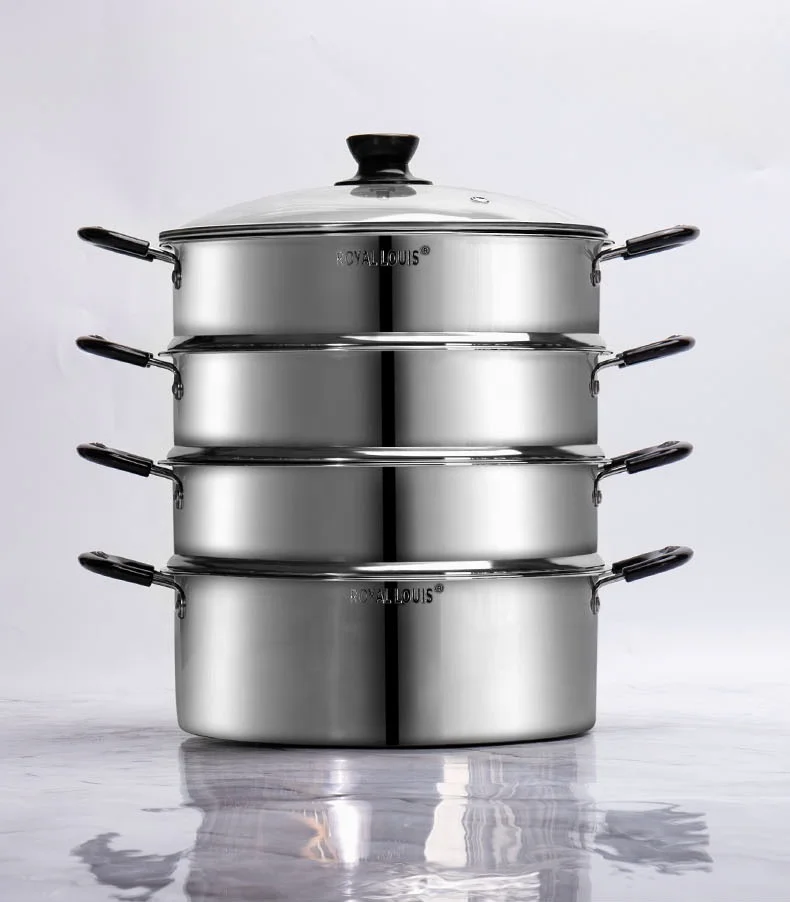 High quality 4-layer cooking steamer stainless steel food steamer steamer pot with lid bakelite handle multiple sizes