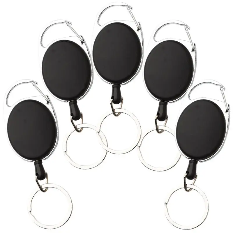 Wholesale Metal Easy Pull Buckle Outdoor Mountaineering Fishing Retractable Key Chain Horseshoe Chain Elliptical Easy Pull