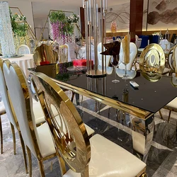 Элегантный длинный зеркальный стеклянный ужин, свадебное украшение, стол для зала