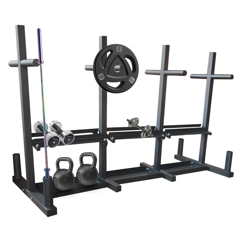 High Quality Gym Storage Racks Weight Plate Tree With Barbell Holders Kettlebell Dumbbell Storage Rack System