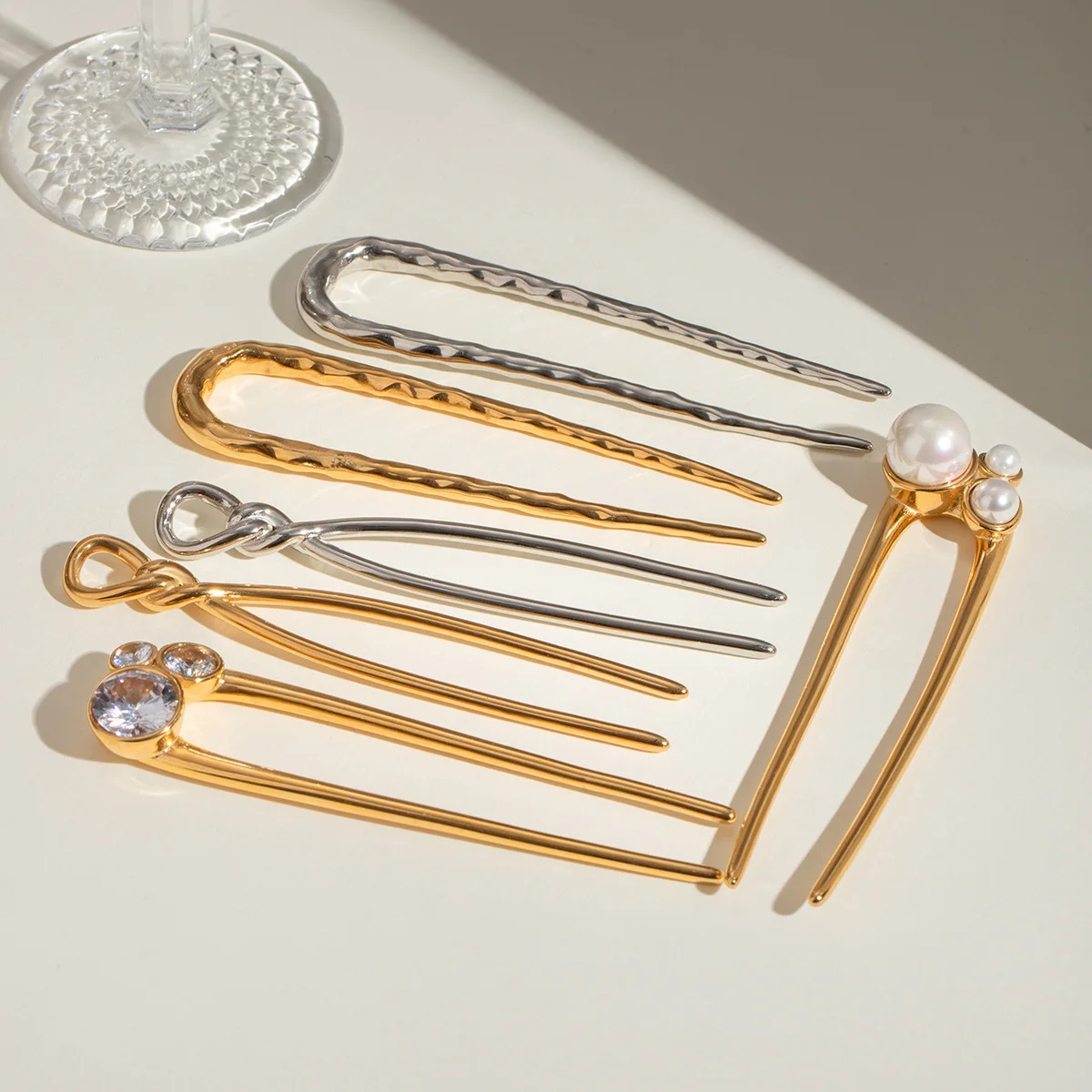 High Quality Zinc Alloy Hairpins Simple Elegant Metal Hair Clips U Shape Hair Fork for European Women Hair Accessories for Girls