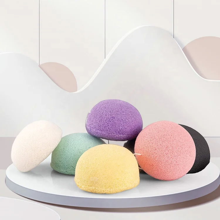 Лидер продаж бамбуковый уголь для лица круглая Очищающая Корейская губка ванны натуральная Коньячная ухода за лицом и