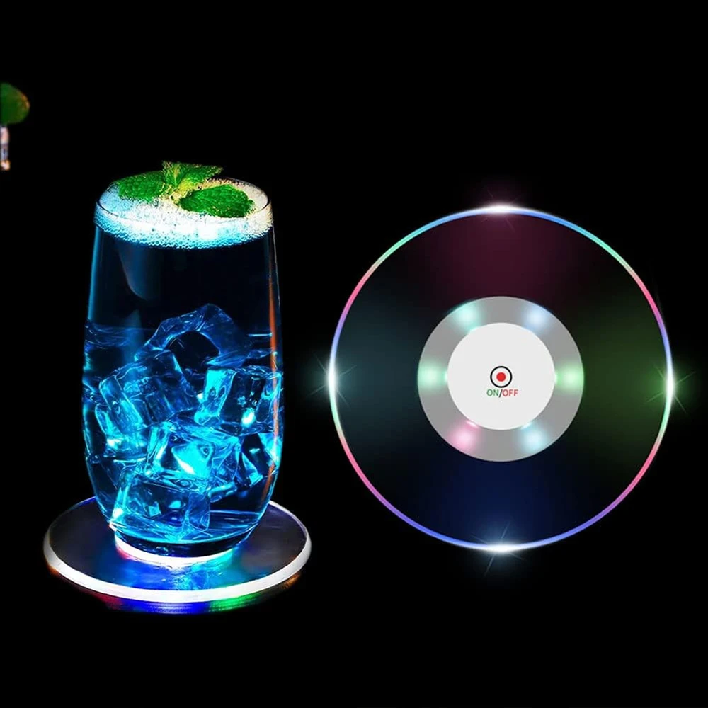 Light Up Coaster Night Club Party Supplies Custom Acrylic Flashing Led Coasters For Night Club