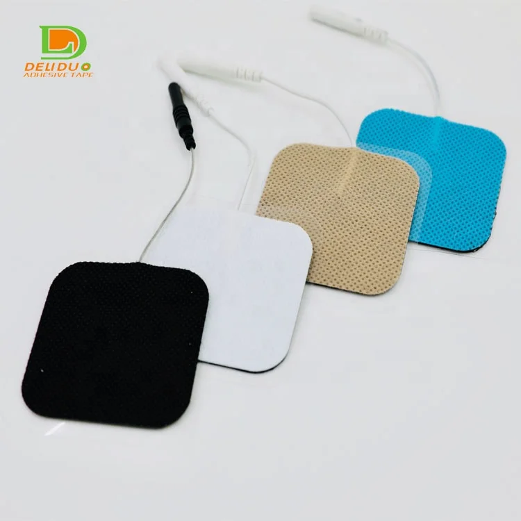 Square Medical Re-use non woven customized Reusable Tens Unit Ems Muscle Stimulator Tens Unit Electric Massage Pads With Wire