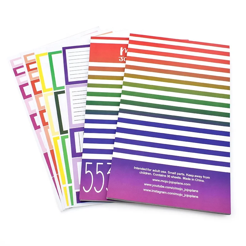 Custom Colorful Decor Journal Planner Sticker Printing Reusable Stickers Book