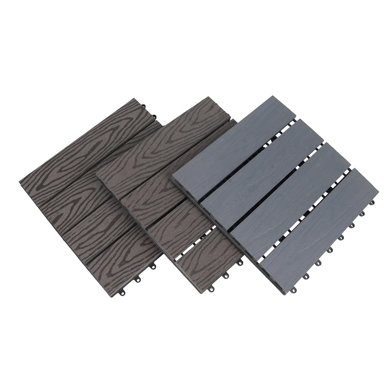Outdoor DIY deck floor tiles 300x300 wpc composite wood interlocking deck tiles