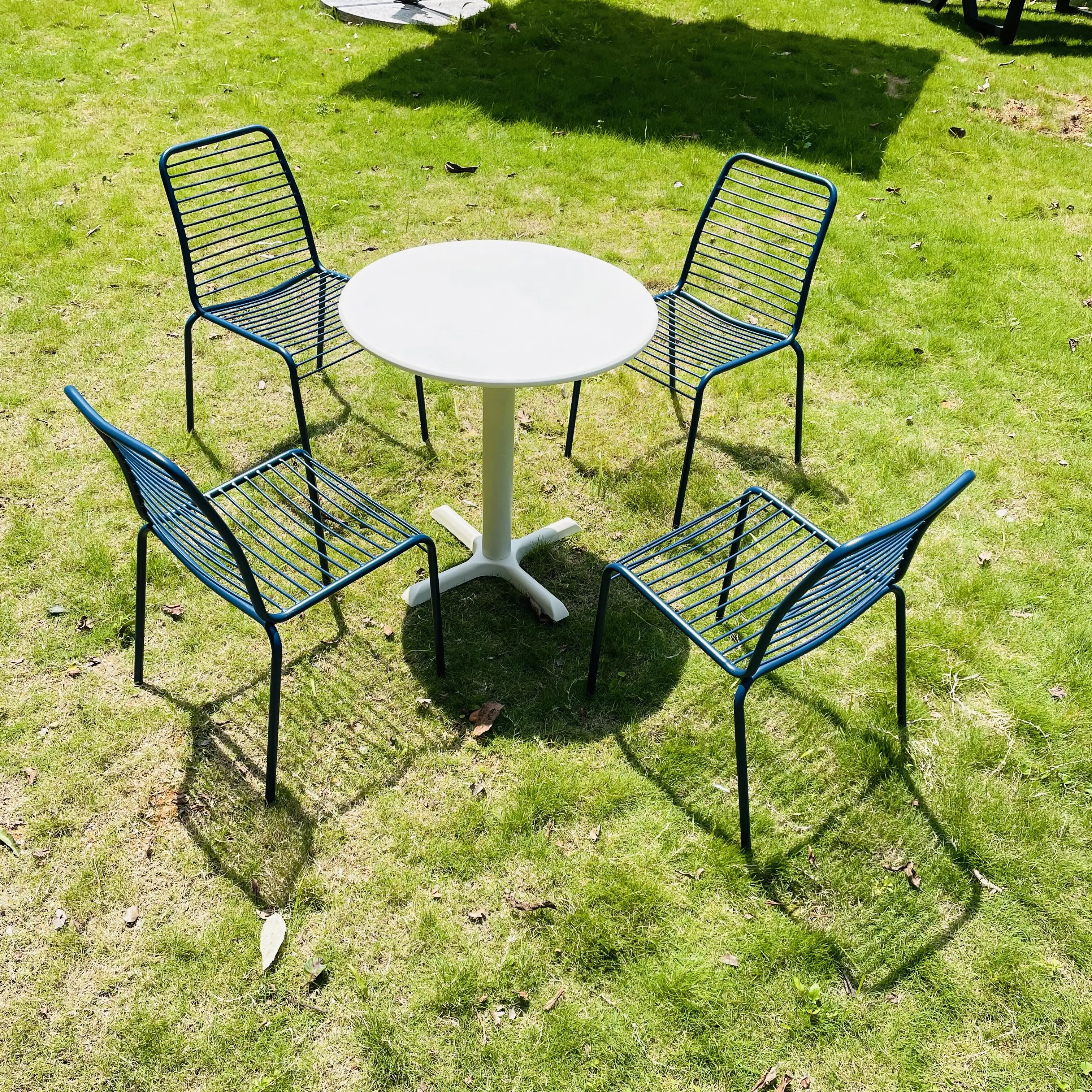Patio Furniture  4 PCS Dining Metal Chairs And Table Set Restaurant Cafe Party Wedding Metal Chair For Events Outdoor Furniture