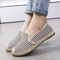 Fashion Espadrille Striped Casual Flat Ladies Flat Shoes