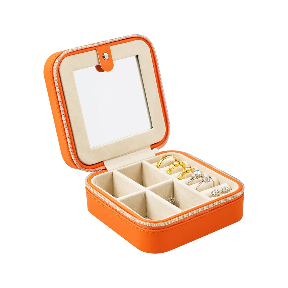 Kids Packaging Storage logo Custom Travel Overlay Portable Velvet case Leatherette High Quality Jewelry Box for Gift