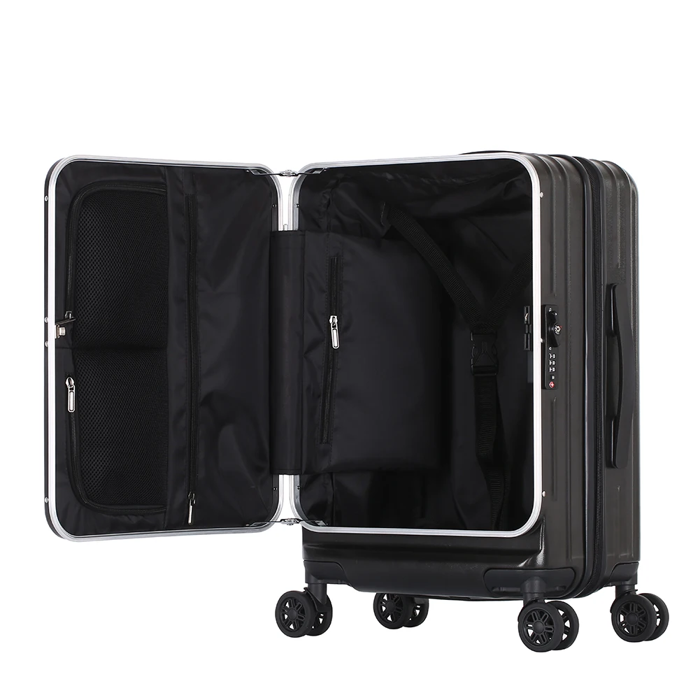 custom  ABS travel 20inch cabin carry on suitcase ABS+PC smart luggage with front Pocket