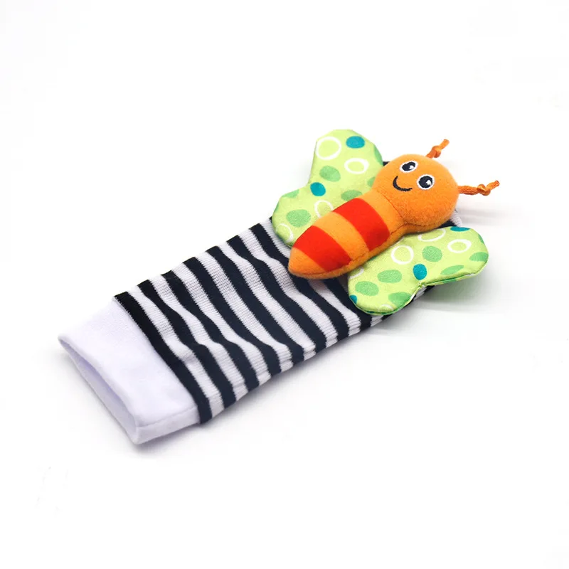 Newborn Infant Cartoon Plush Animal Soft baby rattle socks wrist strap rattles set baby plush foot rattle