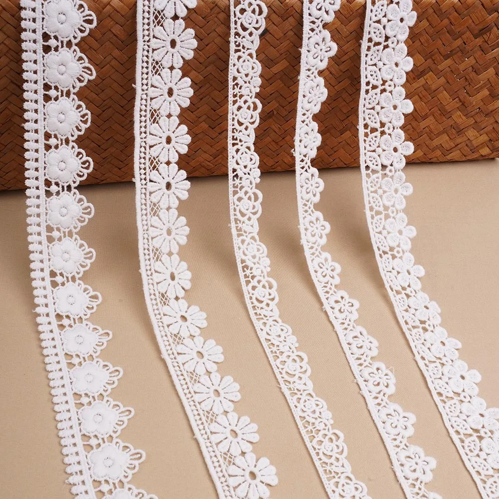 High Quality  Cotton Lace Tape  Embroidered Flower Lace Trim  Border Lace Trim Flower