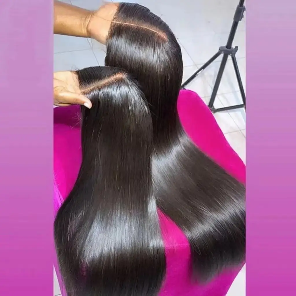 Raw Hair 13X4 Frontal Raw Cuticle Aligned Hair Glueless Wigs 4C Pre Plucked Vietnamese Raw Bone Straight Hair Wigs