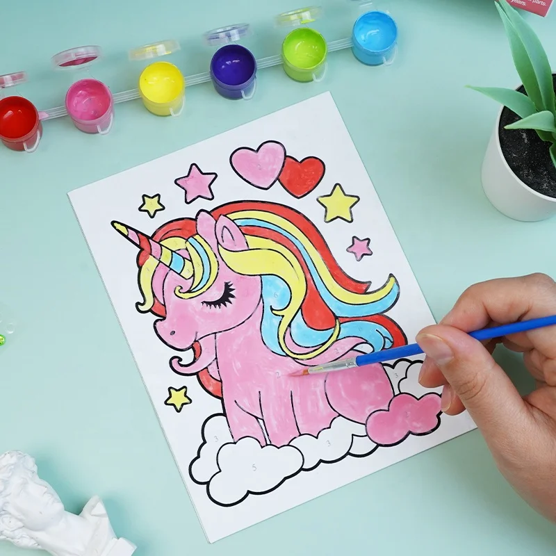 DIY Canvas Painting Kit for Kids with 6 acrylic paint  Pre Drawn Canvas for Painting for Adults Party Kits Paint