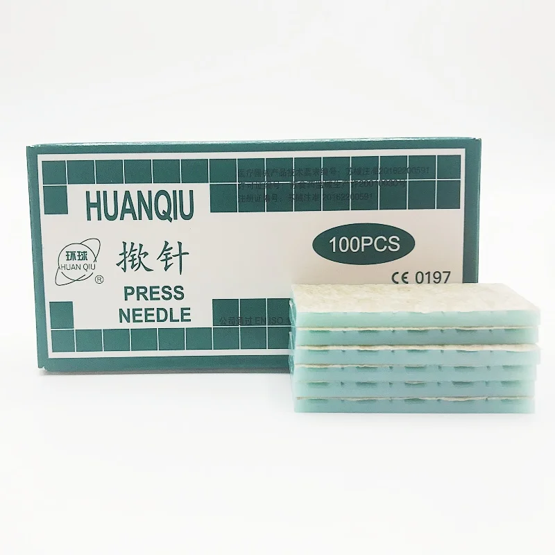 100Pcs Huanqiu Disposable Sterile Press Needles 0.25x1.3/0.22x1.5mm for Ear Acupuncture Body Safety Single Use