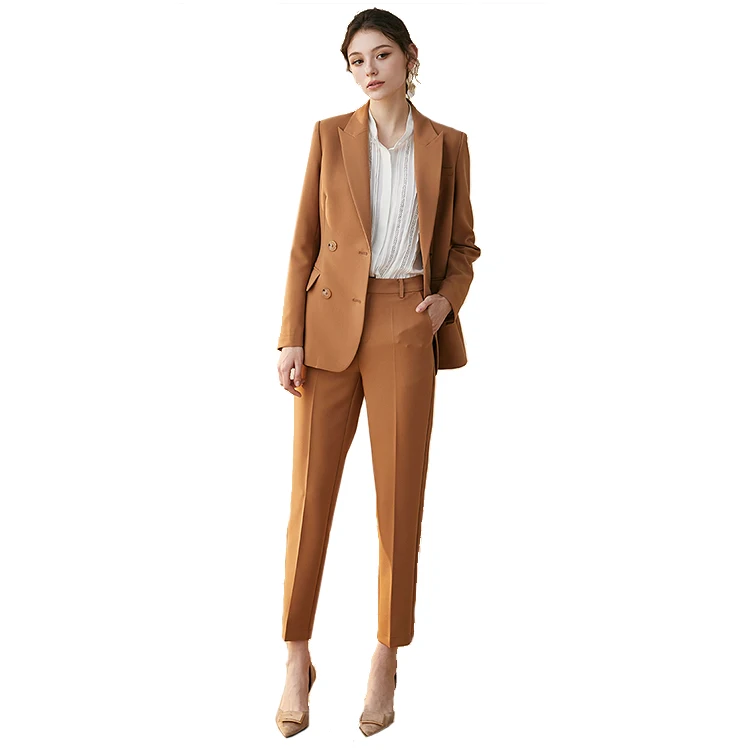 
Casual Female Tuxedo Blazer Commuting Jacket Straight Trousers OL Lady Office Wear For Women Two Piece Pants Custom Suits 