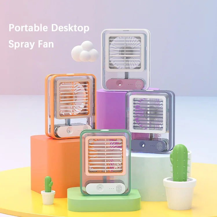 Summer Home Appliance Humidifier Spray Fan Portable Air Humidifier USB Rechargeable Desktop Fan With Night Light