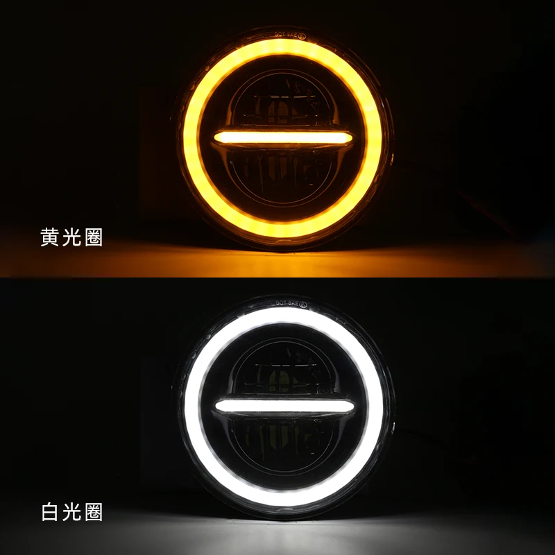 High lumen round 7 Inch LED Projector Motorcycle headlamp Headlight with Amber Ring DRL Light for Harley