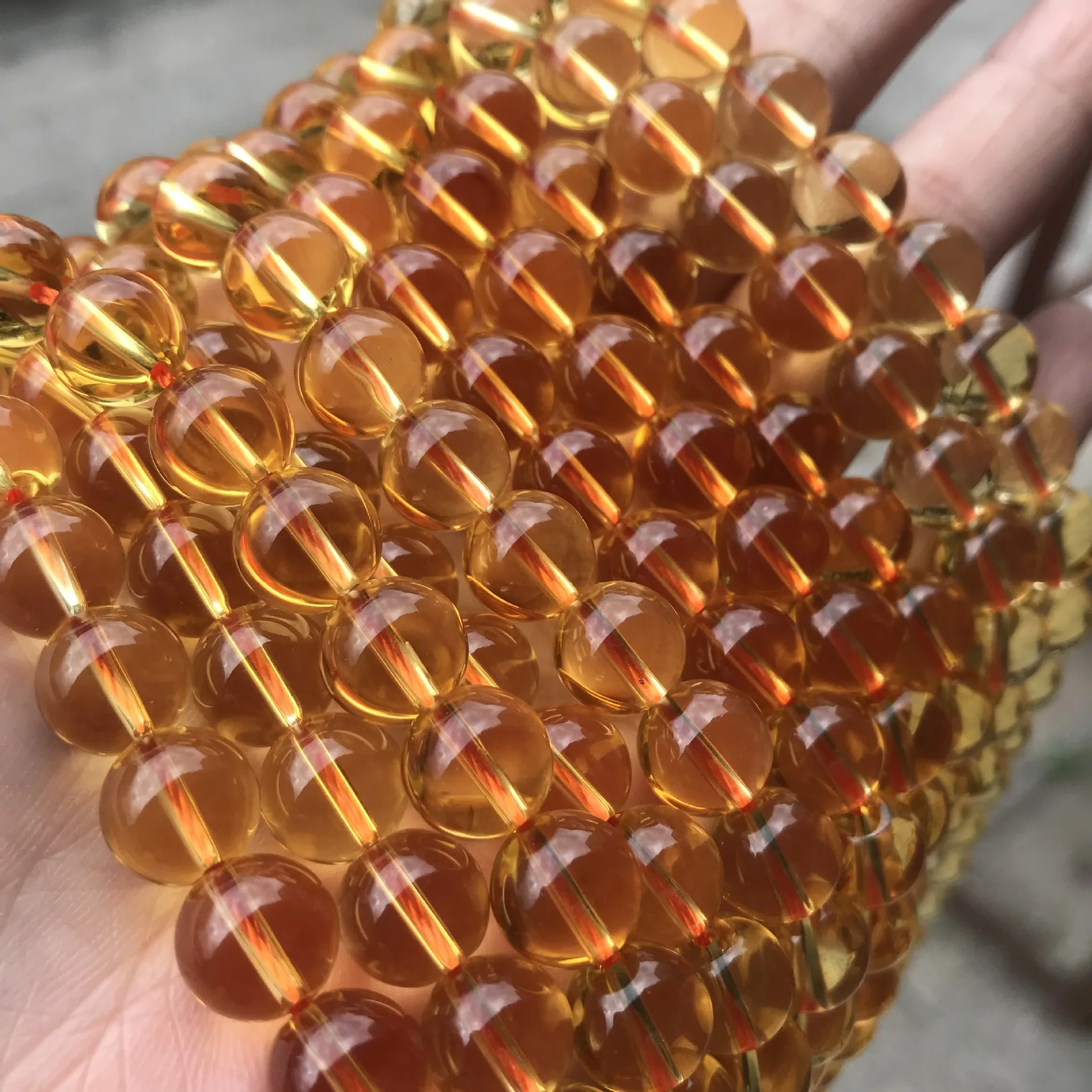 Citrine Tier-7A Grade Natural Gemstone Crystal Healing Stone Smooth Loose Round Beads Yellow Golden Citrine for Jewelry Making