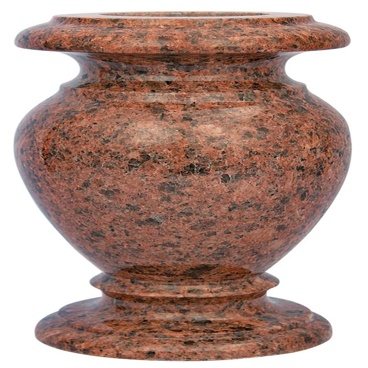 Carved stone lantern and vase for cemetery use