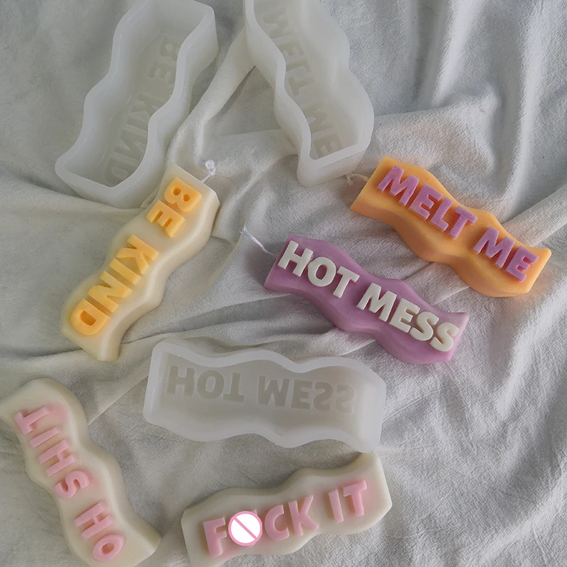 New Design Creative DIY Wave Shape Letter Candle Mold  Custom Unique Language Word Silicone Mould