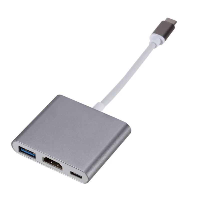 Зарядный usb-кабель типа C на HDMI Адаптер HUB multi с 4K HDMI выход, USB 3,0 порт и USB-C порт для зарядки совместим с MacBook