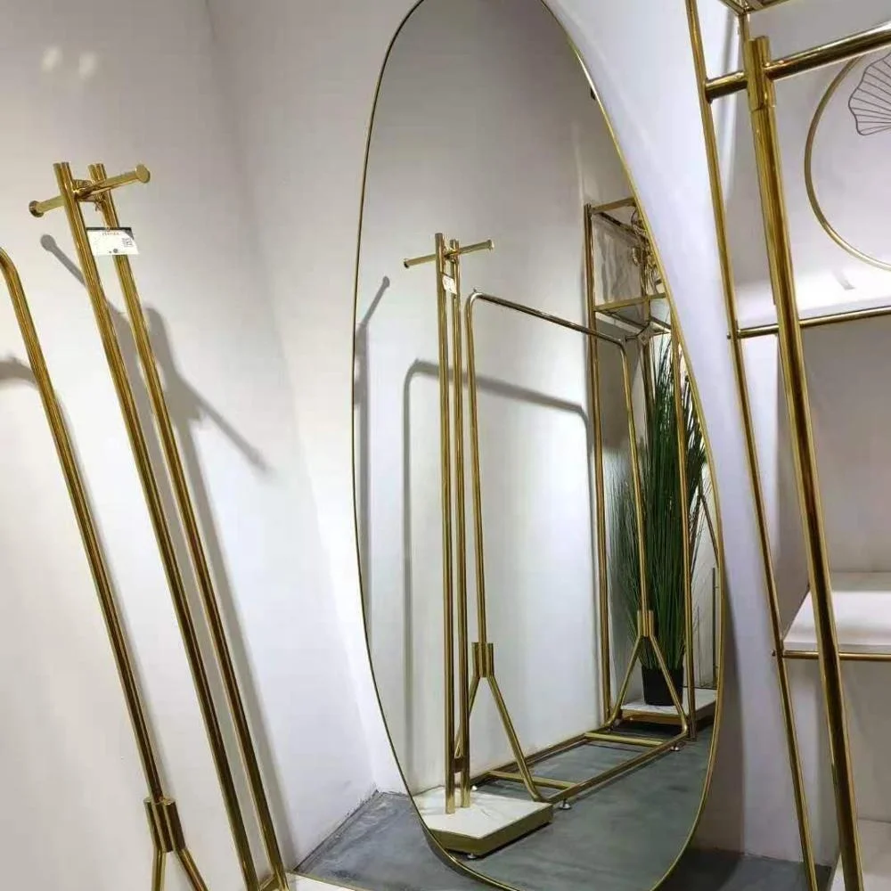 Wholesale Glass mirror gold frame floor standing mirror full body mirror