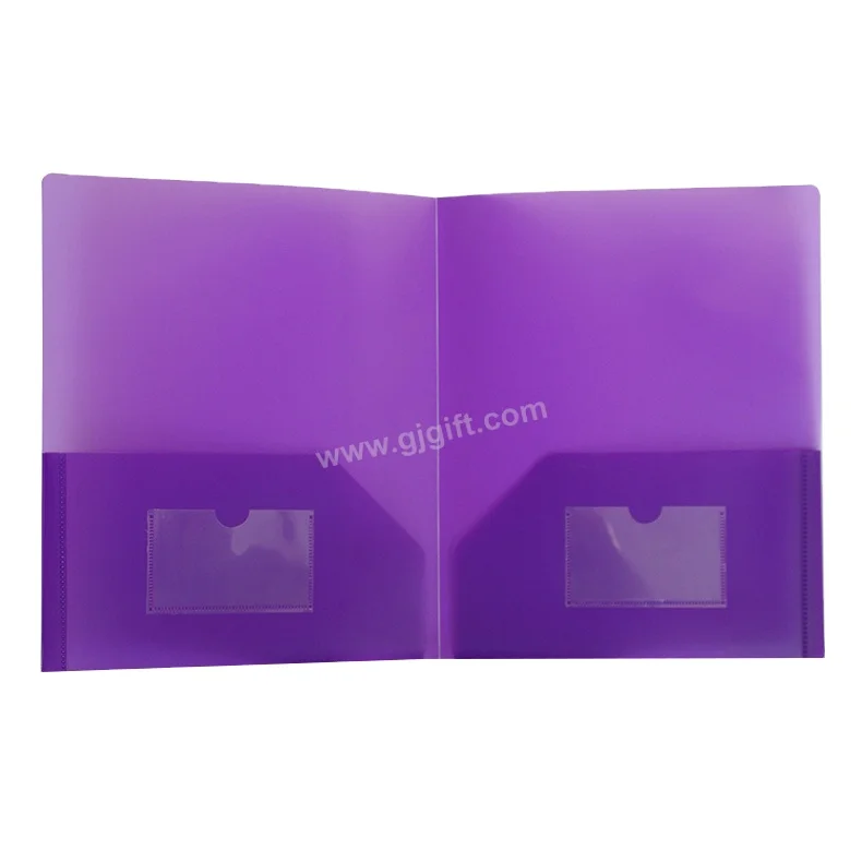 two double Card Holder cheap Printing PP A4 poly School plastic pockets file Folder