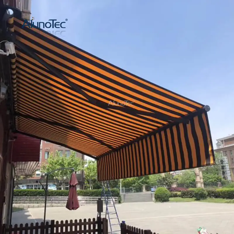 AlunoTec Customized Retractable Pergola Vertical Awning Motorized Folding Arm Awning Cassette