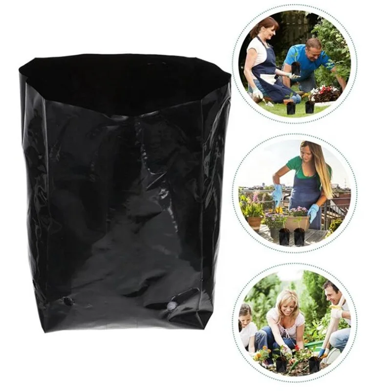 Garden UV Resistant PE Polyethylene Perforated Plastic Black Nursery Grow Bag Planting Bags for Plant Nursery