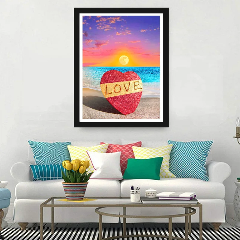 Odm/oem картины морской пейзаж Love and the beach pintura алмазная живопись холст Картина декор настенное искусство