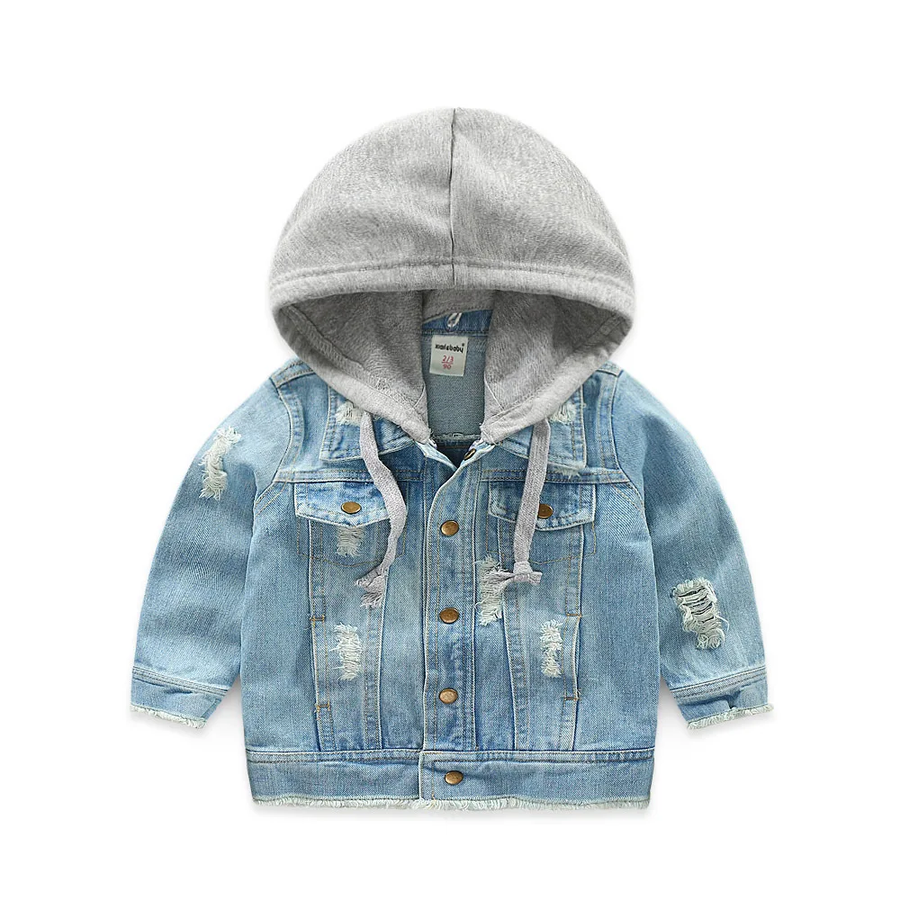 
2021 Hot sale Unisex Boy Girl Jacket Hooded Baby Kids Denim Coat long-sleeve tops Cool All Season 
