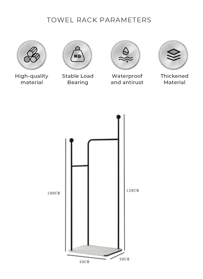 Wholesale High Quality Clothing Store Bathroom Fitting Portable Black Clothes Rail Towel Rack