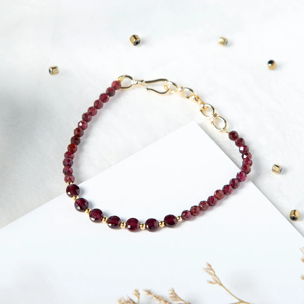 Bestone Hot Sale 3.5mm Garnet Bracelet Natural Stone Bracelet for Women and Girls