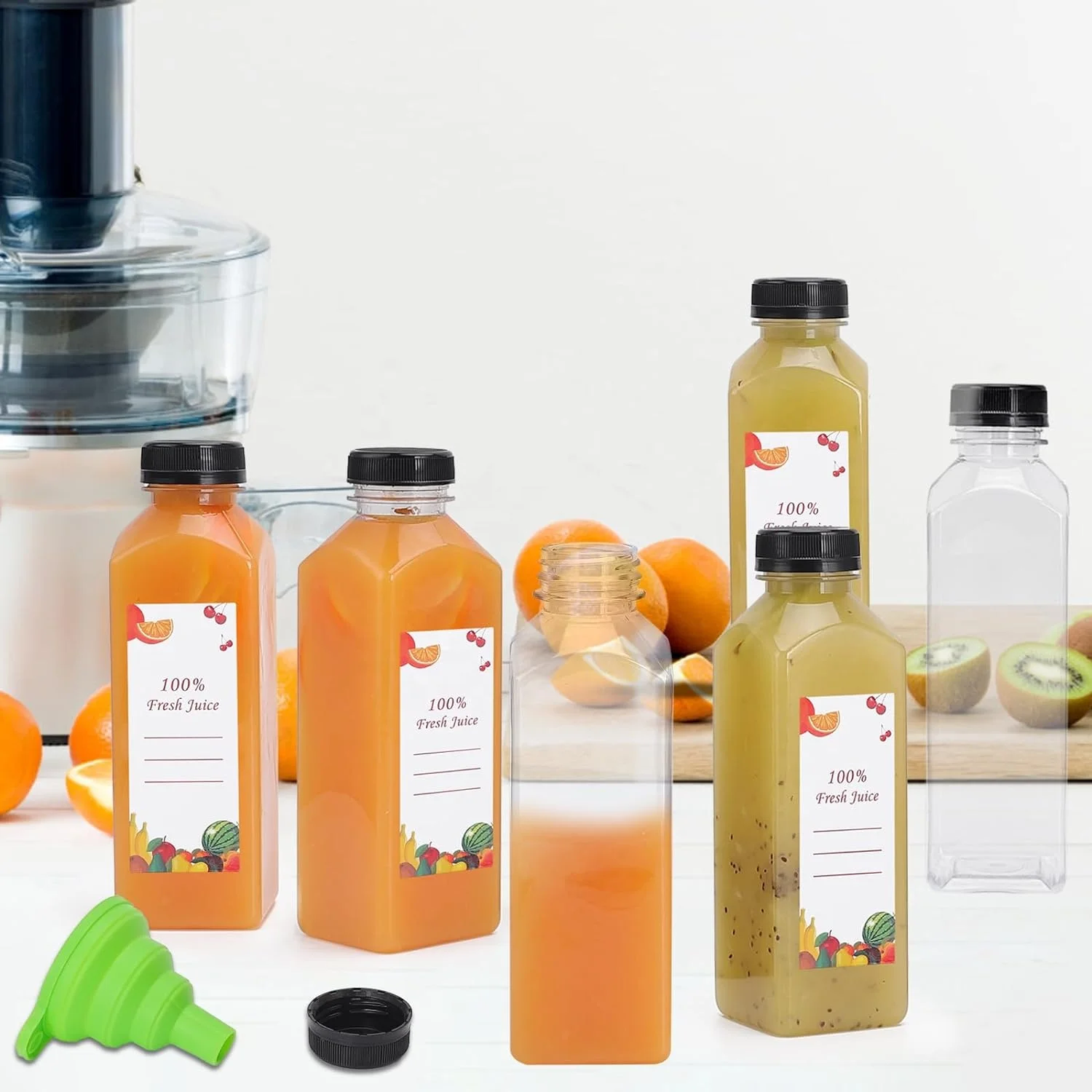 2OZ 4OZ 6OZ 8OZ 12OZ 16OZ Pet Clear Plastic Juice Bottles With Cap, Milk Tea Beverage Drink Container Disposable Bottle